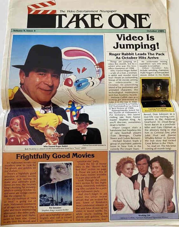 TAKE ONE (USA) magazine side cover  October 1989