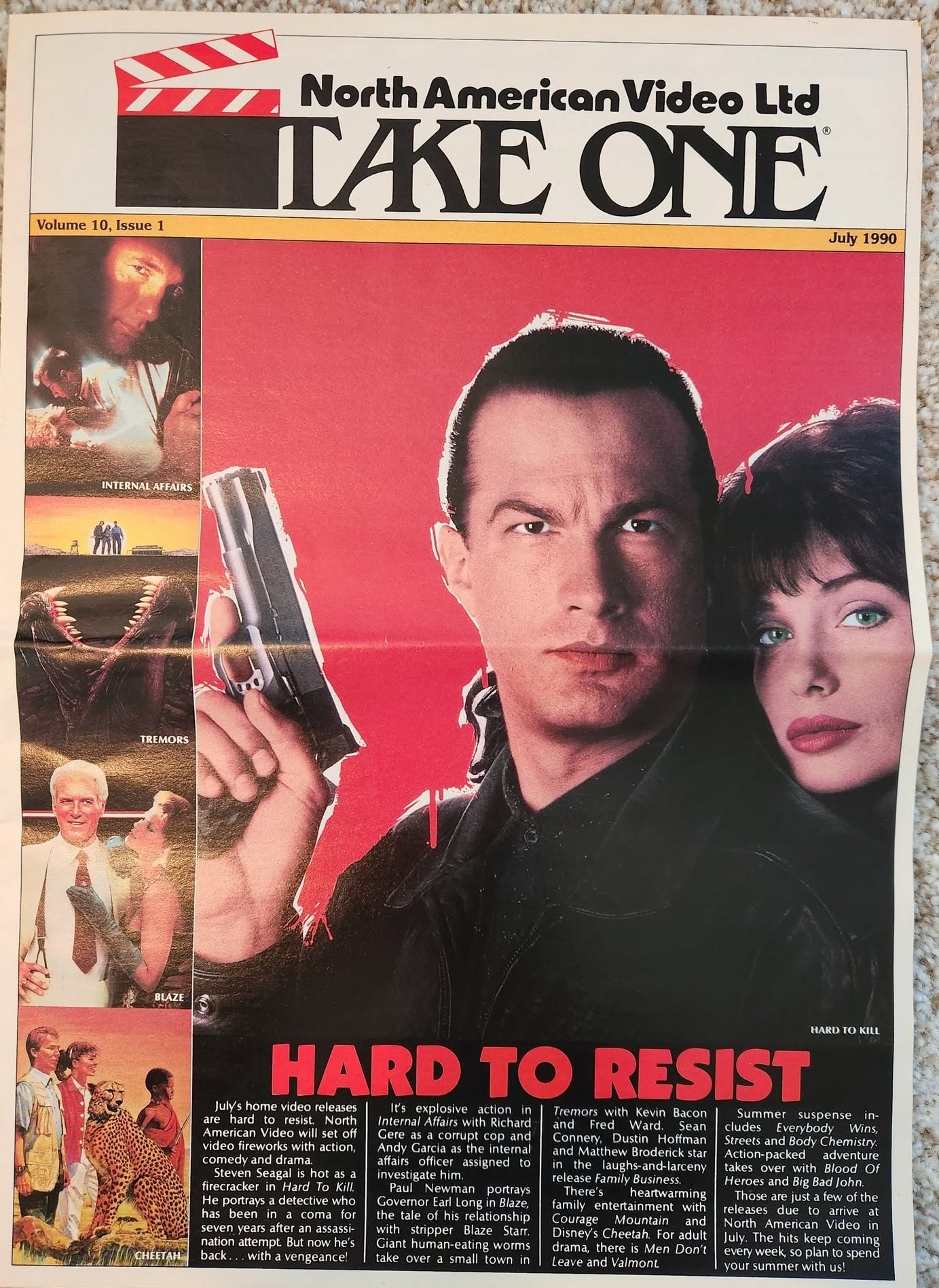 TAKE ONE (USA) magazine side cover  July 1990