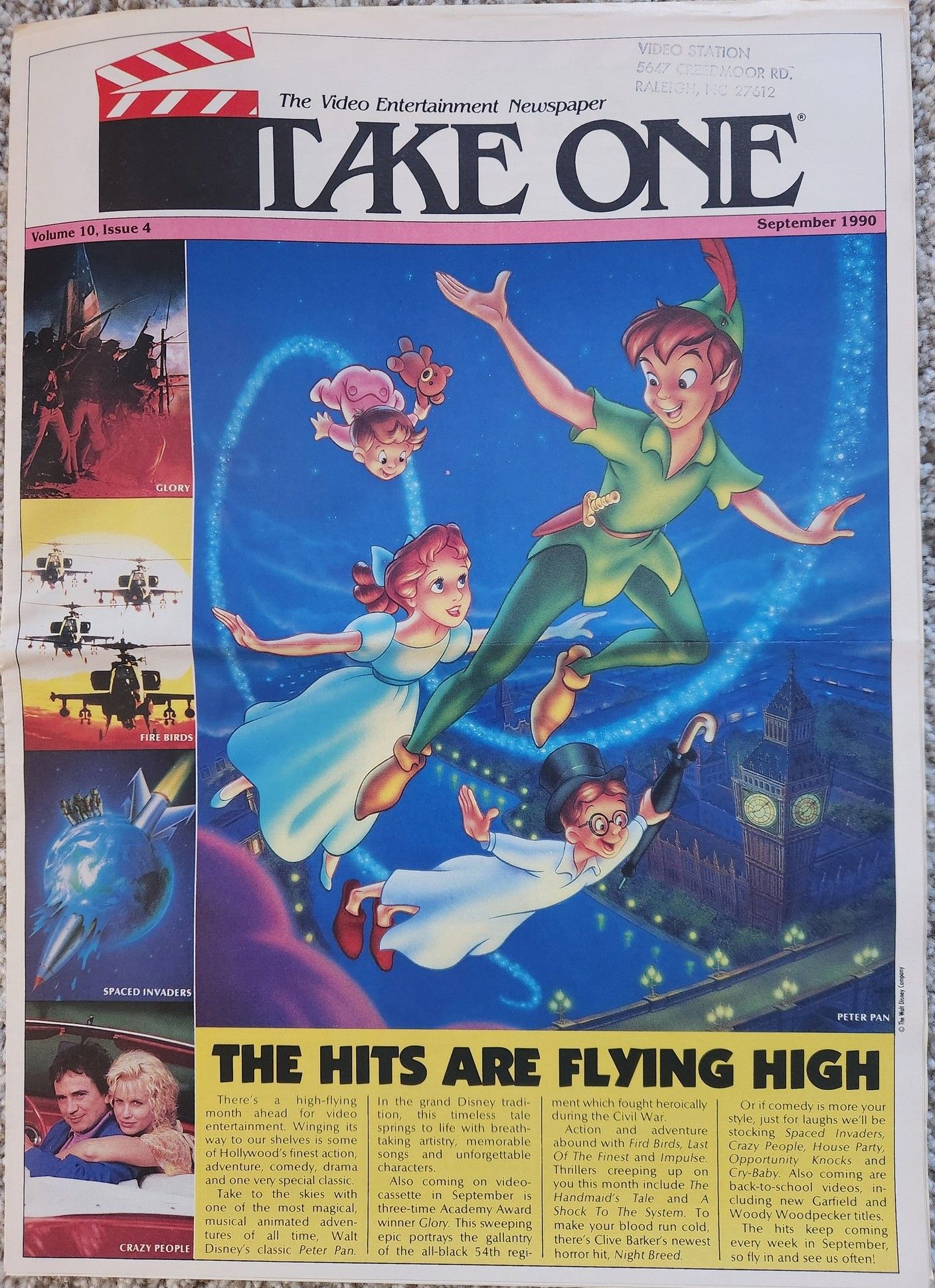 TAKE ONE (USA) magazine side cover  September 1990