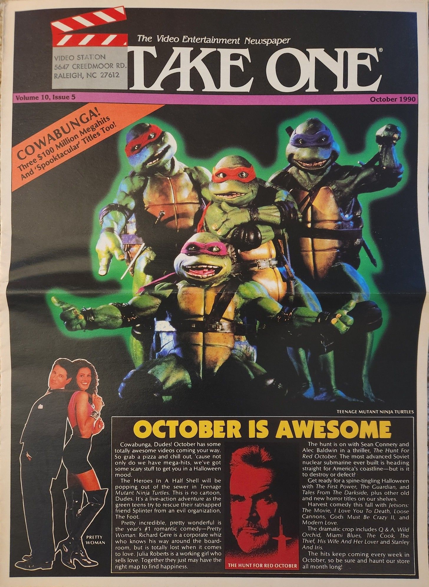 TAKE ONE (USA) magazine side cover  October 1990