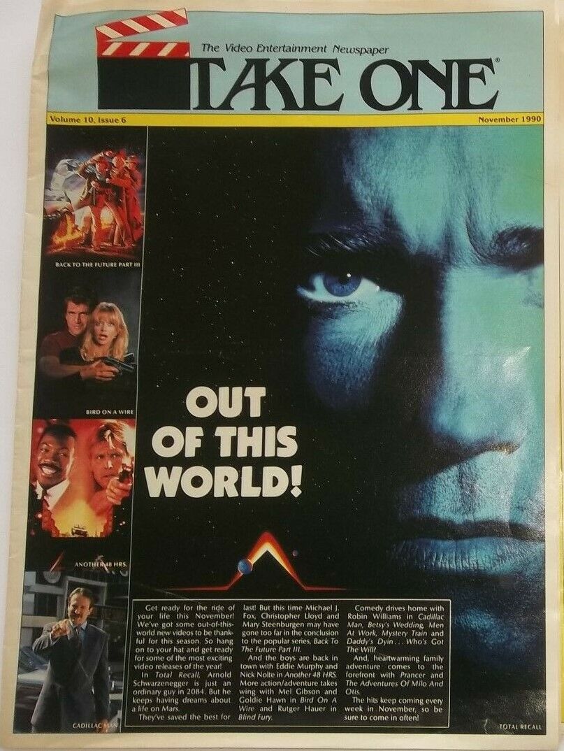 TAKE ONE (USA) magazine side cover  Vol 10 No  6  November 1990