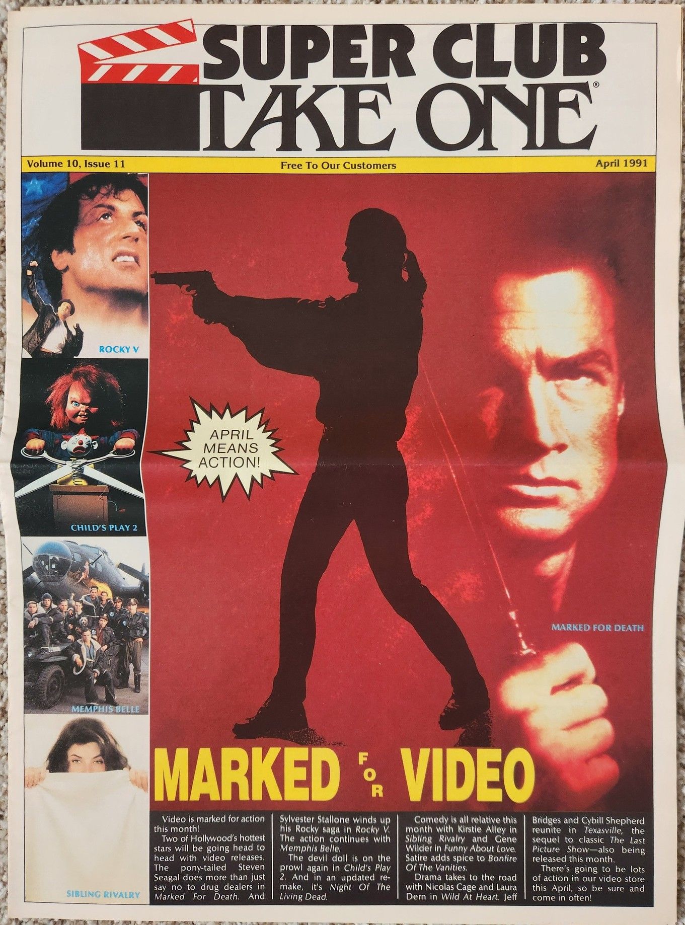 TAKE ONE (USA) magazine side cover  April 1991