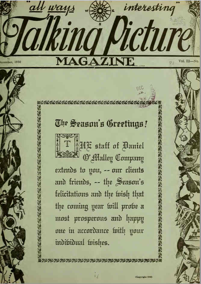 TALKING PICTURE MAGAZINE magazine side cover December 1930