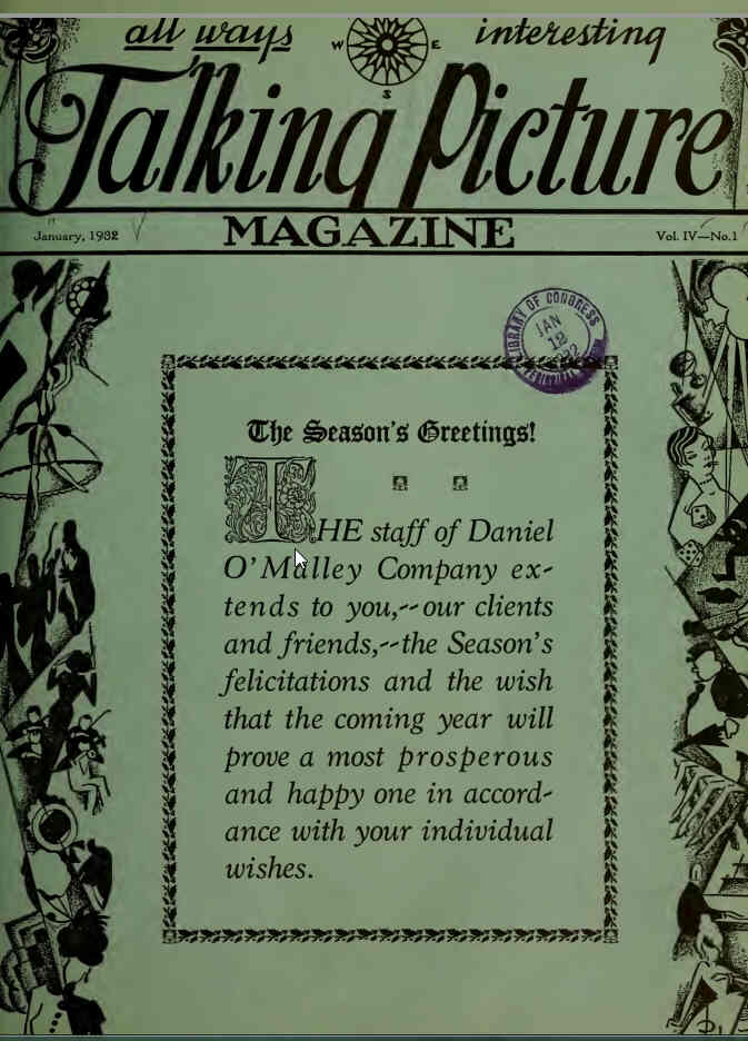 TALKING PICTURE MAGAZINE magazine side cover January 1932