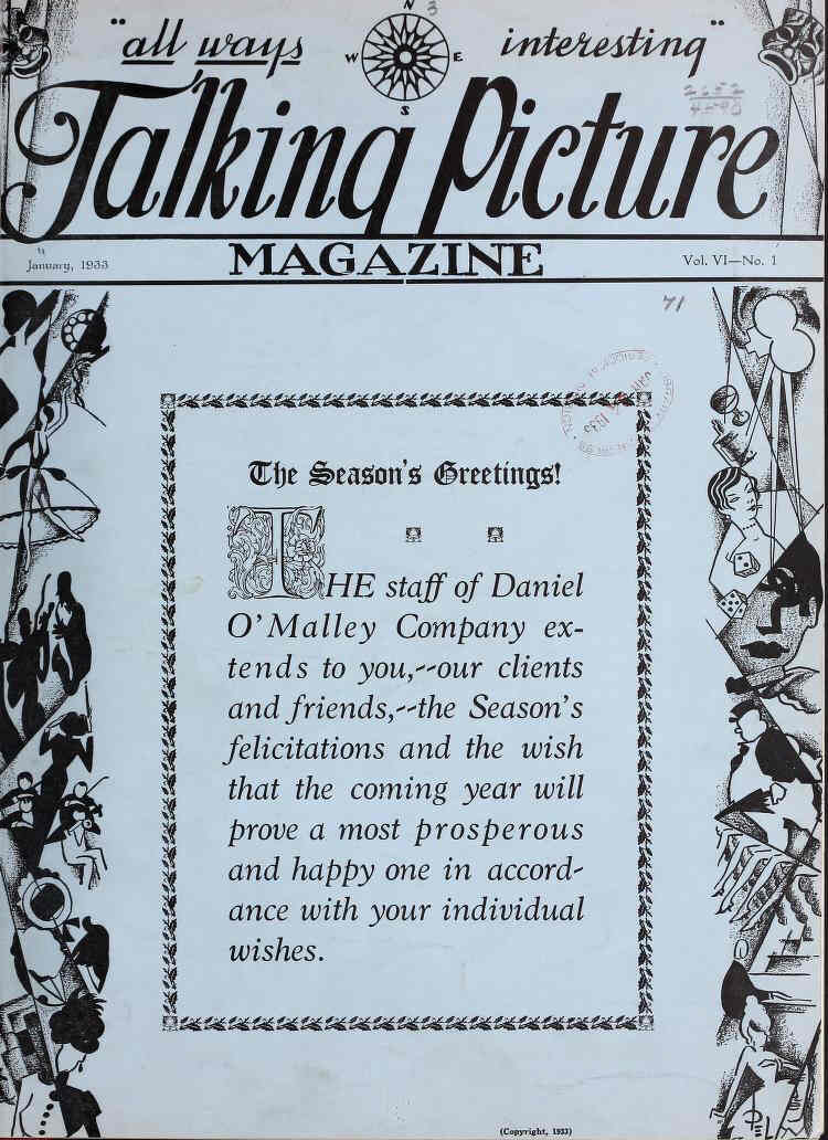 TALKING PICTURE MAGAZINE magazine side cover January 1933