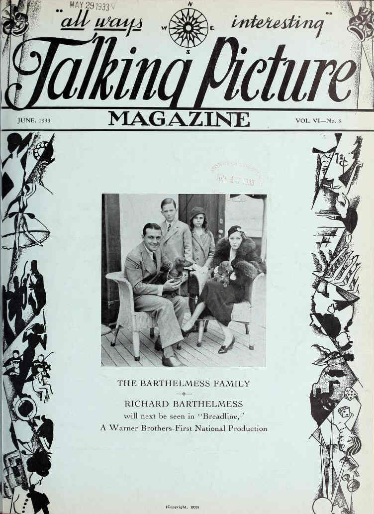 TALKING PICTURE MAGAZINE magazine side cover June 1933