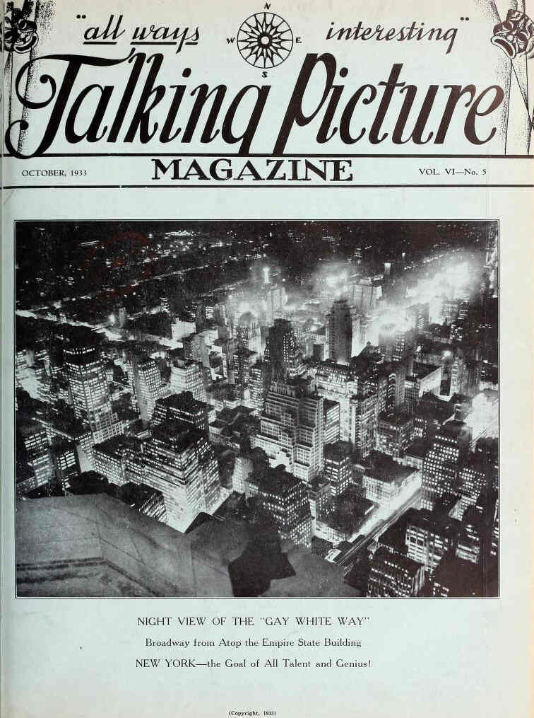 TALKING PICTURE MAGAZINE magazine side cover October 1933