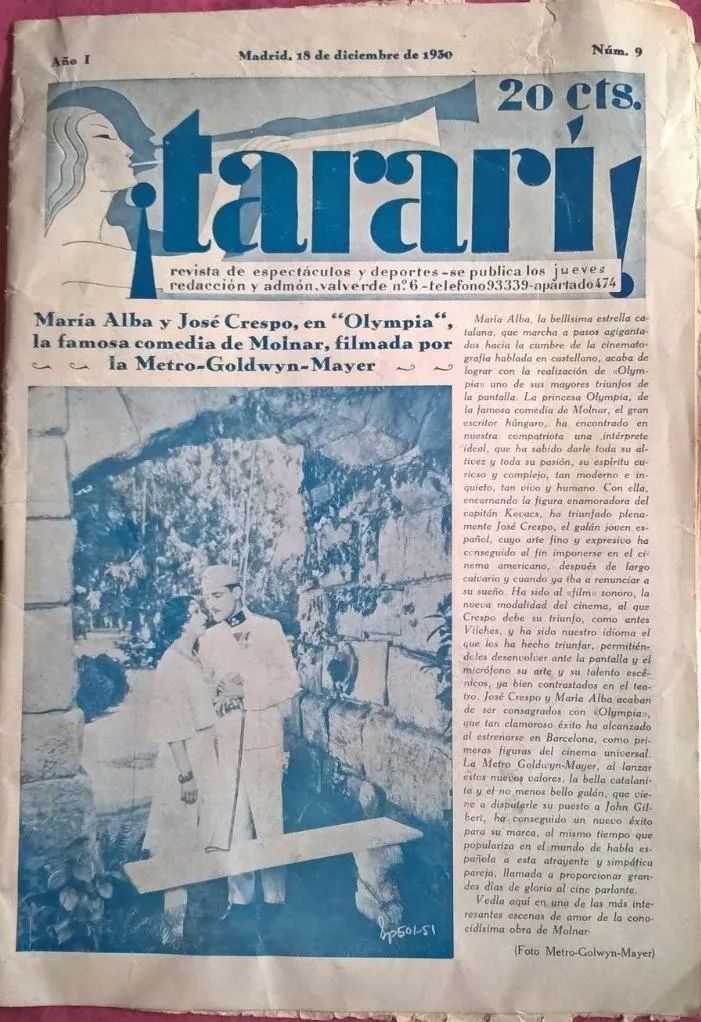 TARARI magazine side cover Issue 9 18 December 1930