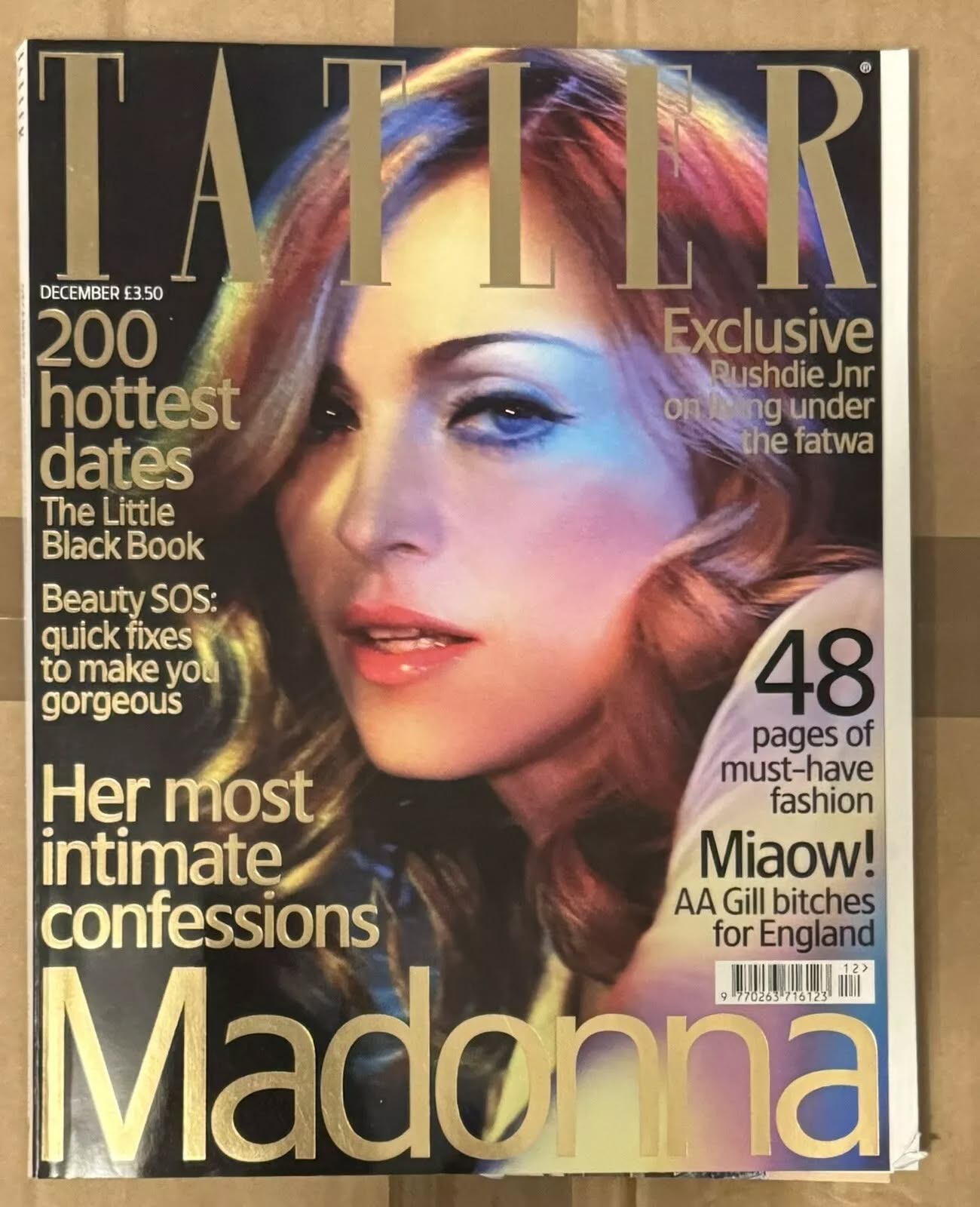 TATLER UK magazine side cover  December 2005