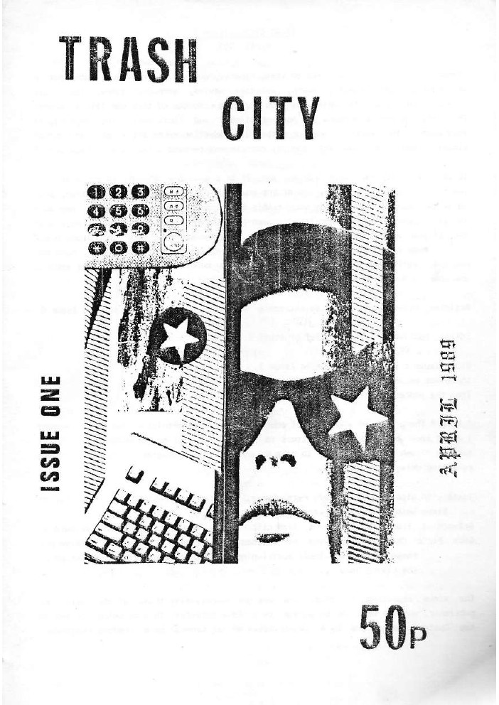 TRASH CITY magazine side cover Issue 1 April 1989