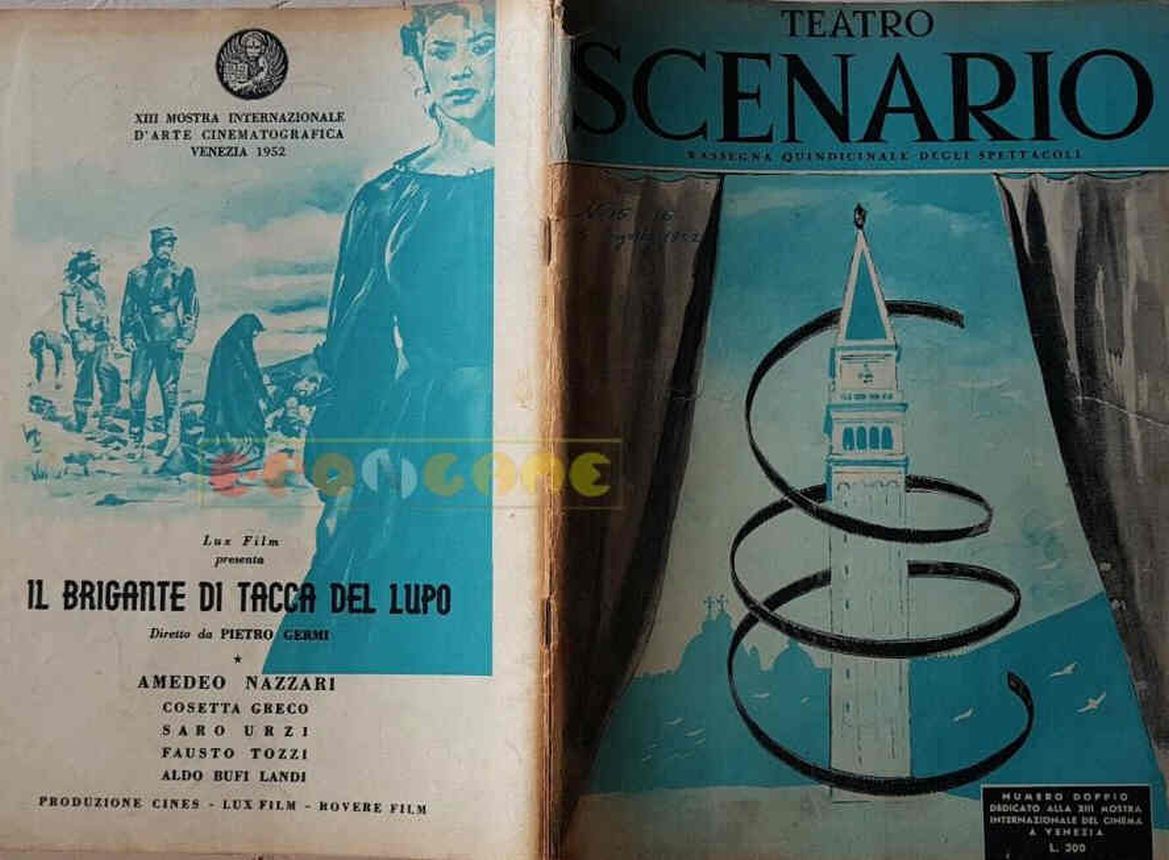 TEATRO SCENARIO magazine side cover Issue 15-16  August 1952
