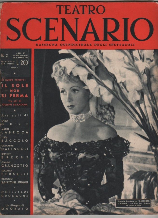 TEATRO SCENARIO magazine side cover Issue 2 January 1951