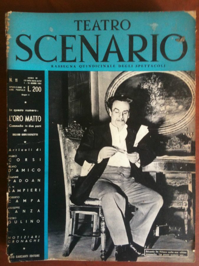 TEATRO SCENARIO magazine side cover Issue 11 June 1951