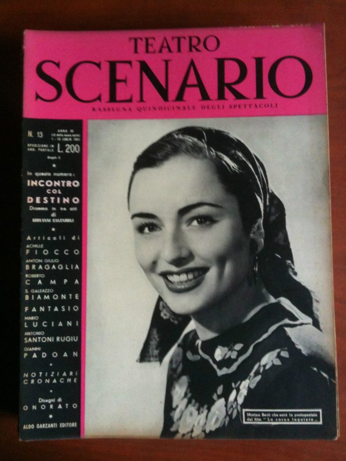 TEATRO SCENARIO magazine side cover Issue 13 July 1951