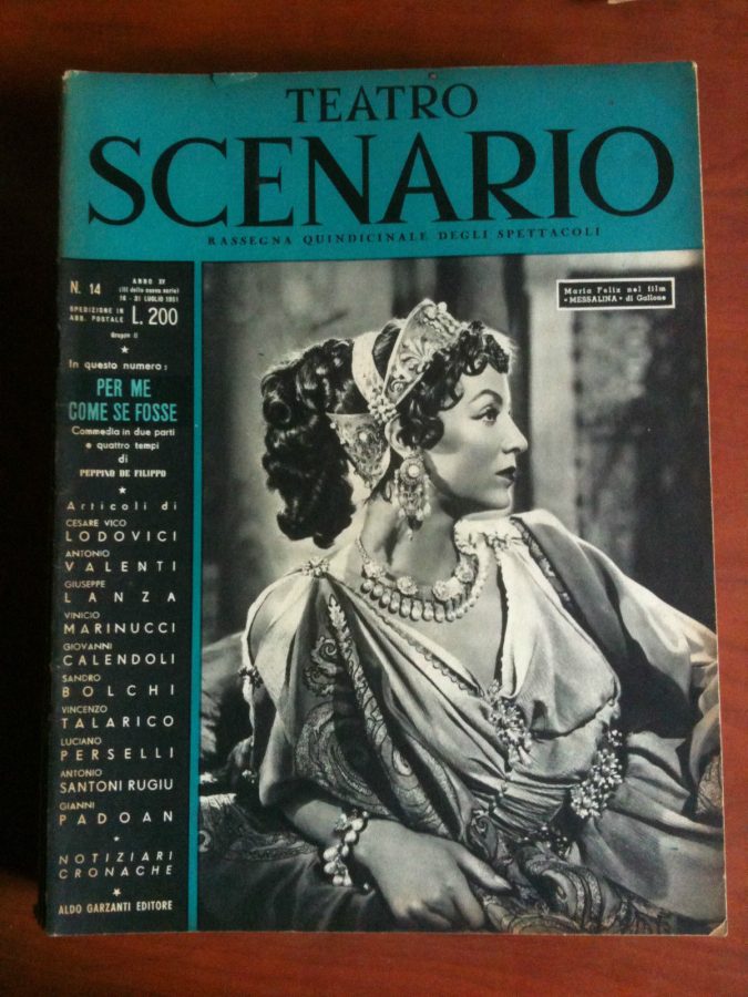TEATRO SCENARIO magazine side cover Issue 14 July 1951