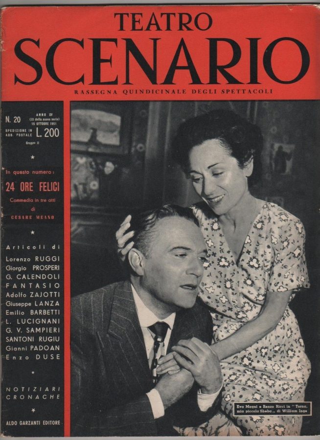 TEATRO SCENARIO magazine side cover Issue 20 October 1951