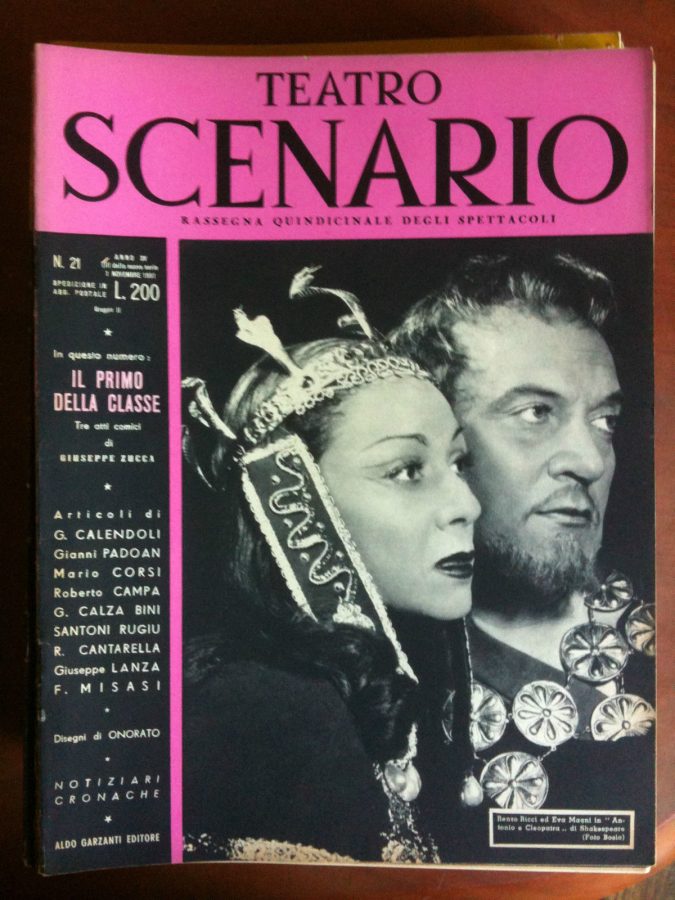 TEATRO SCENARIO magazine side cover Issue 21 November 1951