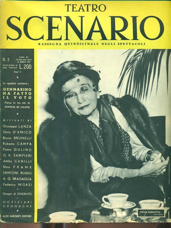TEATRO SCENARIO magazine side cover Issue 2 January 1952