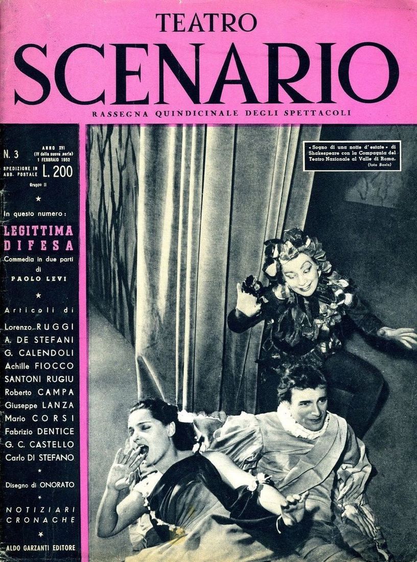 TEATRO SCENARIO magazine side cover Issue 3 February 1952