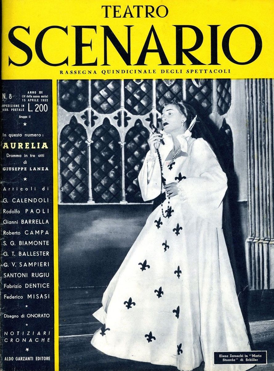 TEATRO SCENARIO magazine side cover Issue 8 April 1952