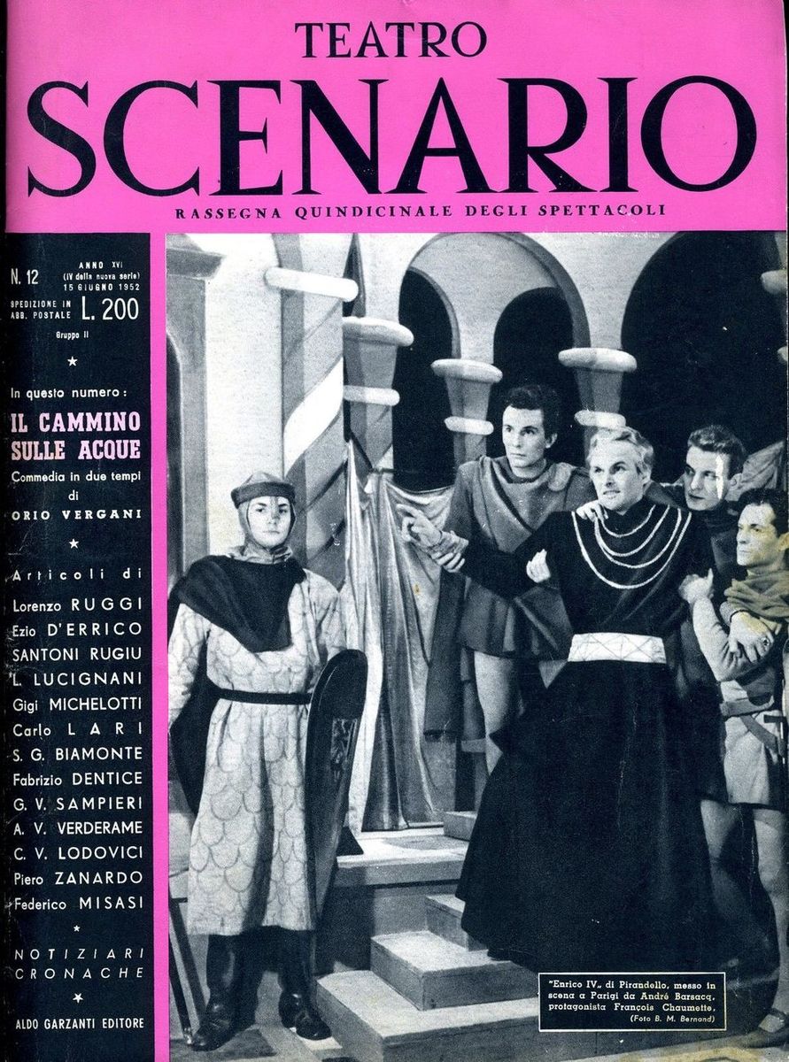 TEATRO SCENARIO magazine side cover Issue 12 June 1952