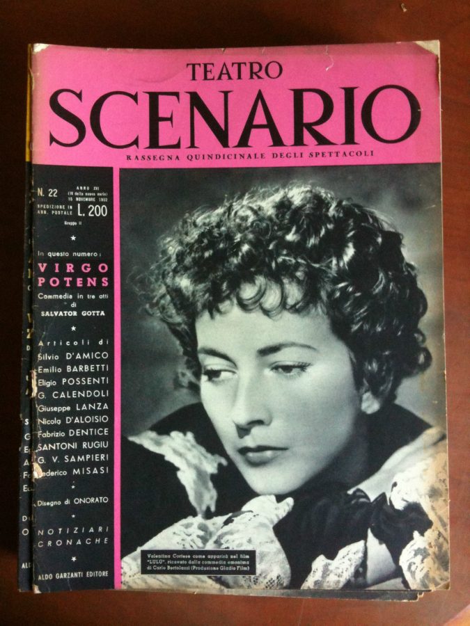 TEATRO SCENARIO magazine side cover Issue 22 15 November 1952