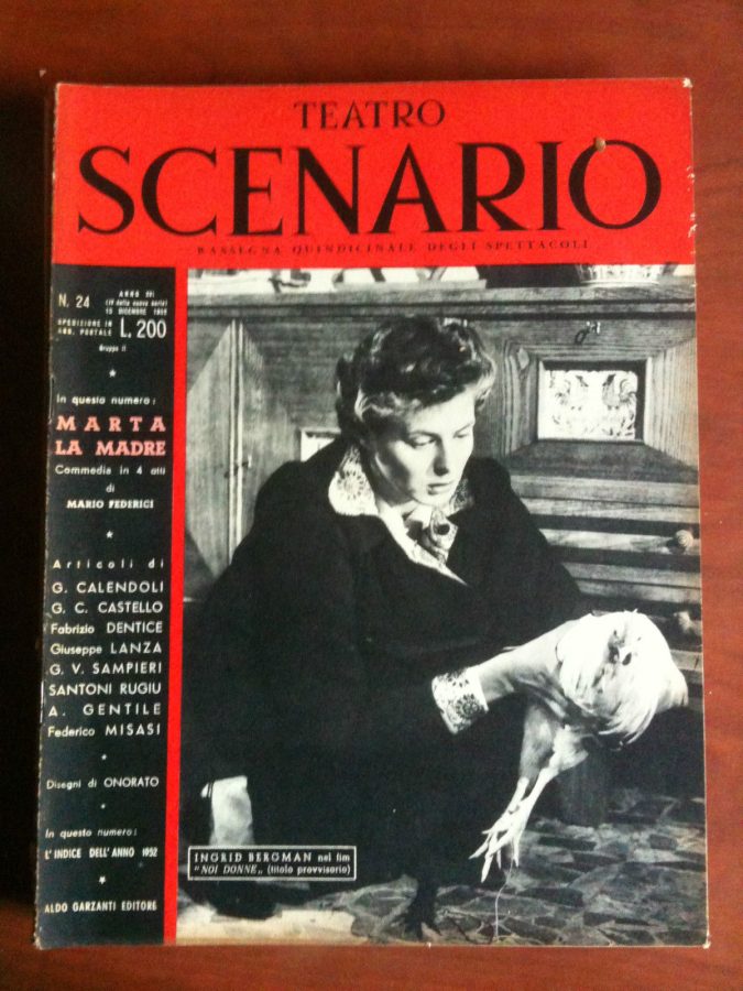 TEATRO SCENARIO magazine side cover Issue 24 December 1952