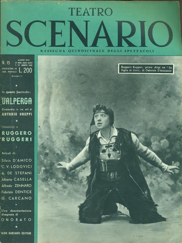 TEATRO SCENARIO magazine side cover Issue 15 August 1953