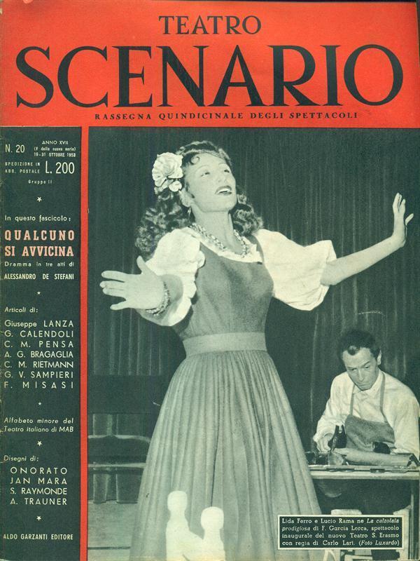 TEATRO SCENARIO magazine side cover Issue 20 October 1953