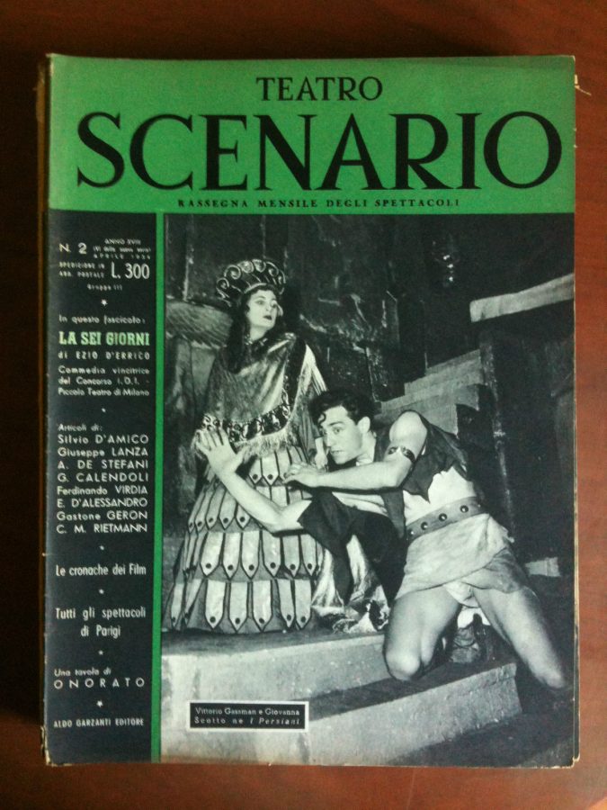 TEATRO SCENARIO magazine side cover Issue 2 April 1954