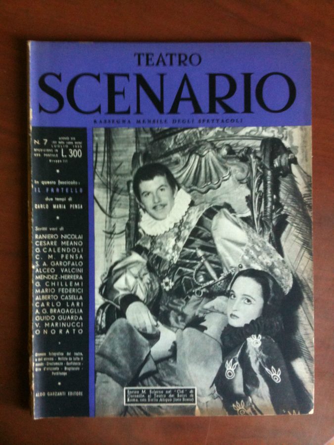 TEATRO SCENARIO magazine side cover Issue 7 July 1955