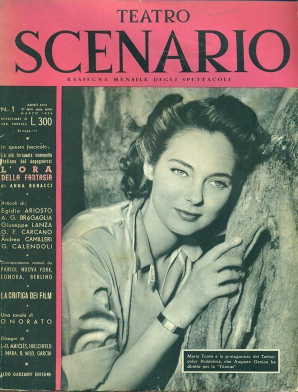 TEATRO SCENARIO magazine side cover Issue 1 March 1954