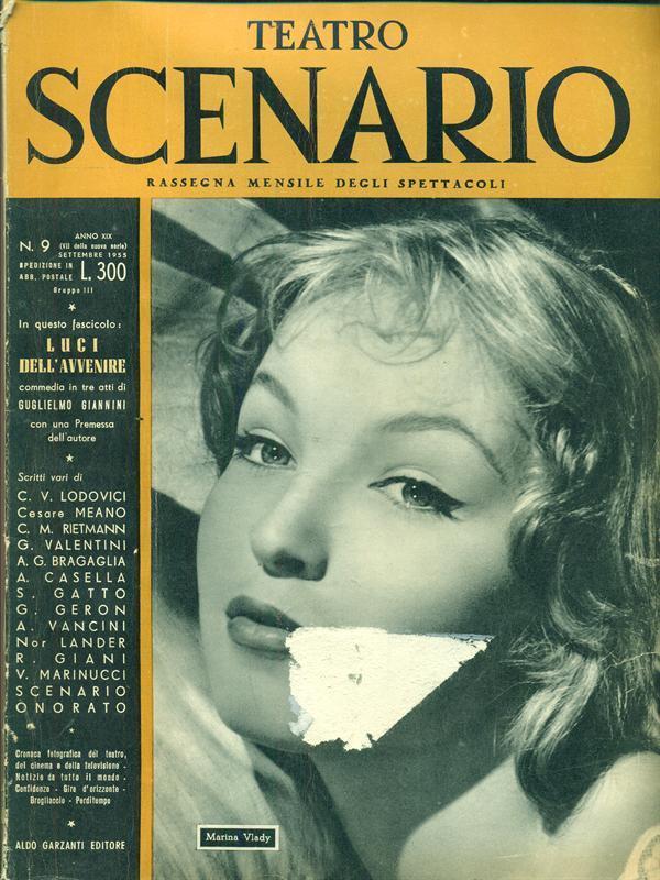 TEATRO SCENARIO magazine side cover Issue 9 September 1955