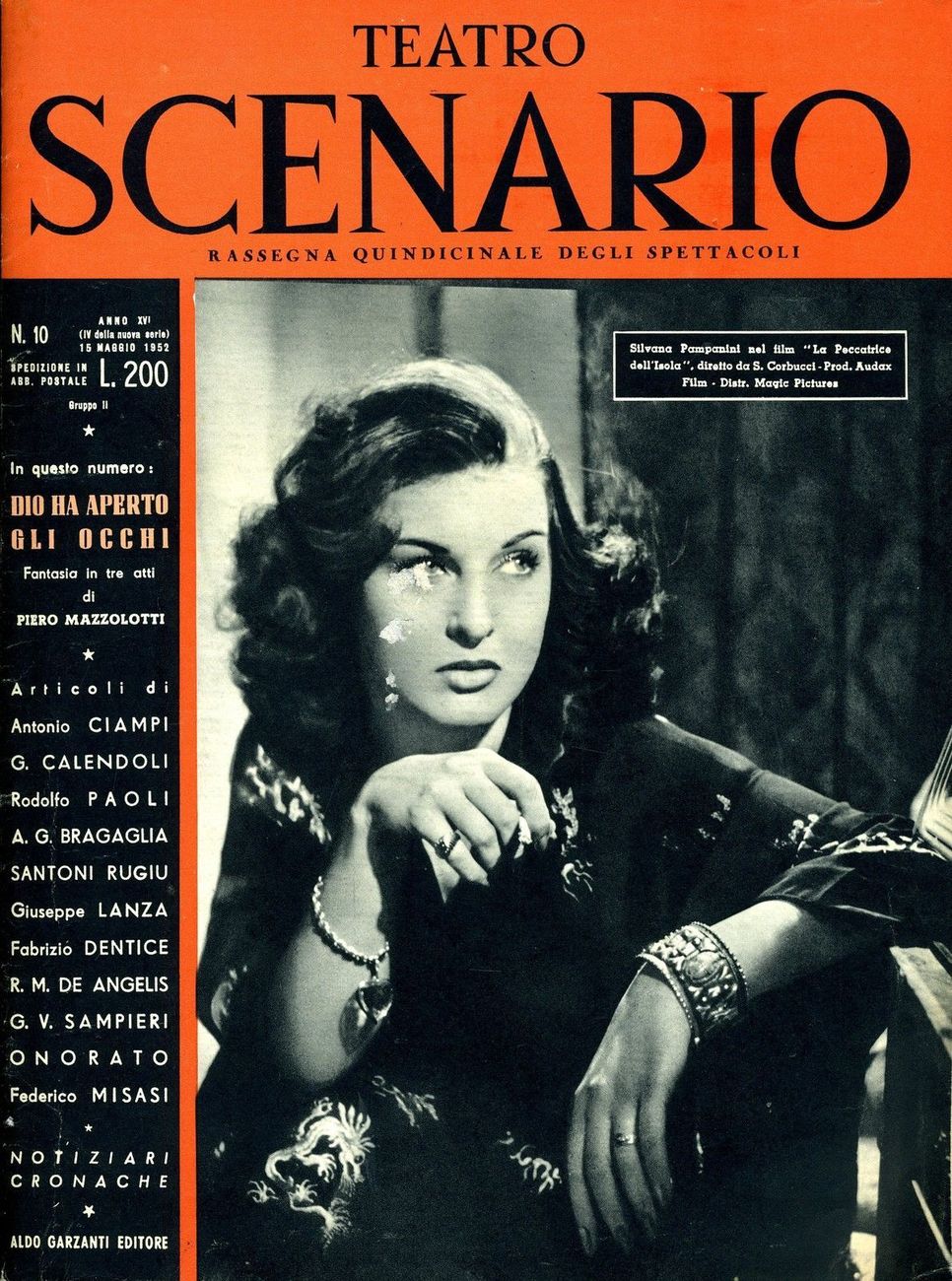 TEATRO SCENARIO magazine side cover Issue 10 May 1952