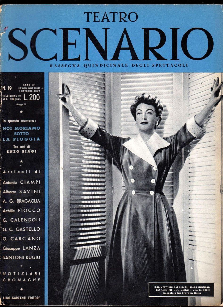 TEATRO SCENARIO magazine side cover Issue 19 October 1952