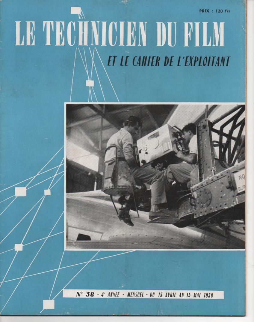 TECHNICIEN DU FILM magazine side cover Issue 38 15 April 1958