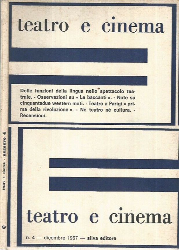 TEATRO E CINEMA magazine side cover Issue 4  December 1967