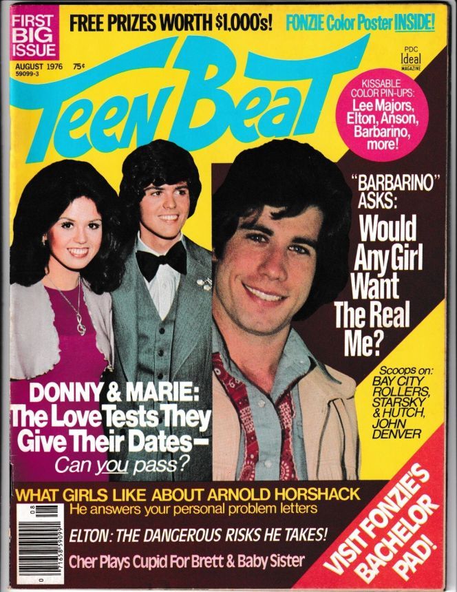 TEEN BEAT magazine side cover  August 1976