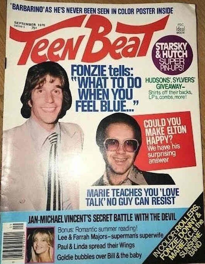 TEEN BEAT magazine side cover  September 1976