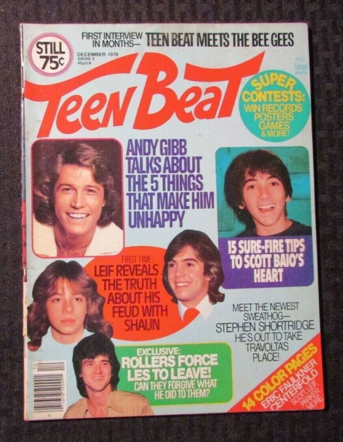 TEEN BEAT magazine side cover  December 1978
