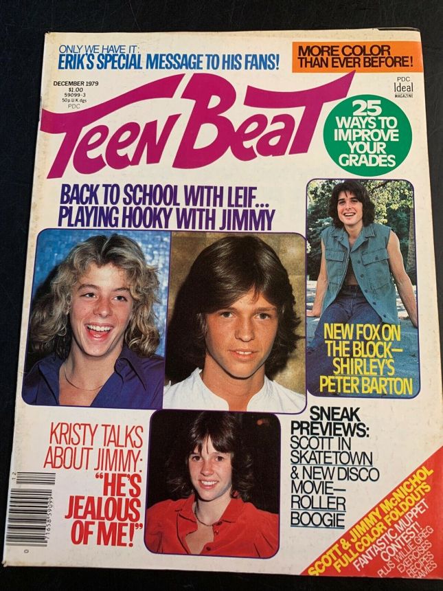 TEEN BEAT magazine side cover  December 1979