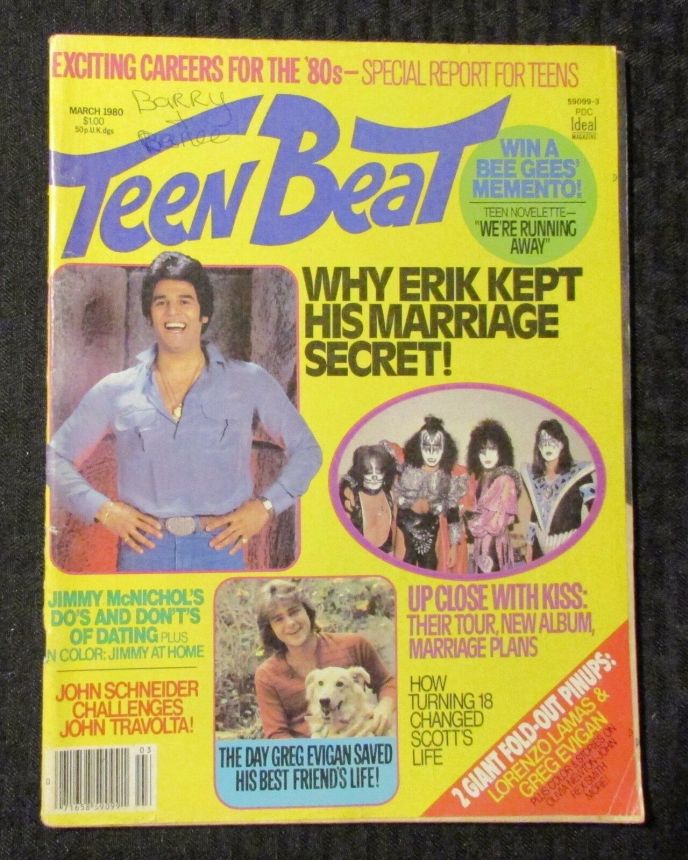 TEEN BEAT magazine side cover  March 1980