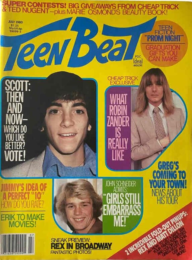 TEEN BEAT magazine side cover  July 1980