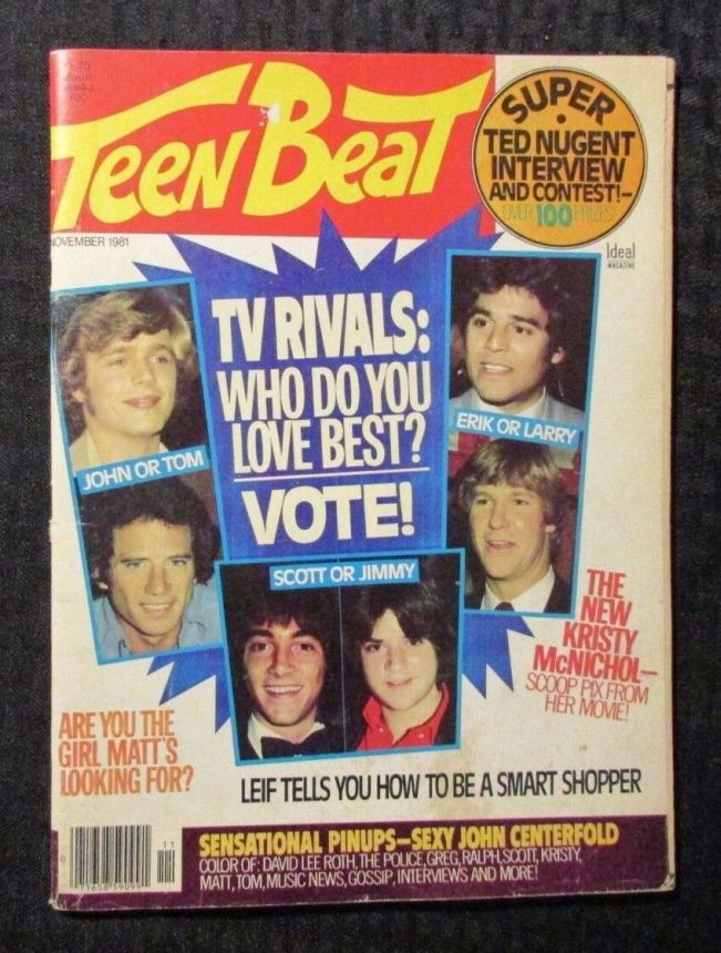 TEEN BEAT magazine side cover  November 1981