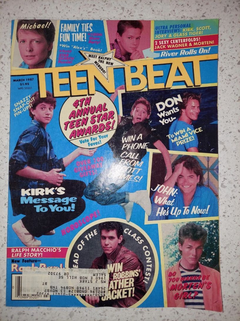 TEEN BEAT magazine side cover  March 1987