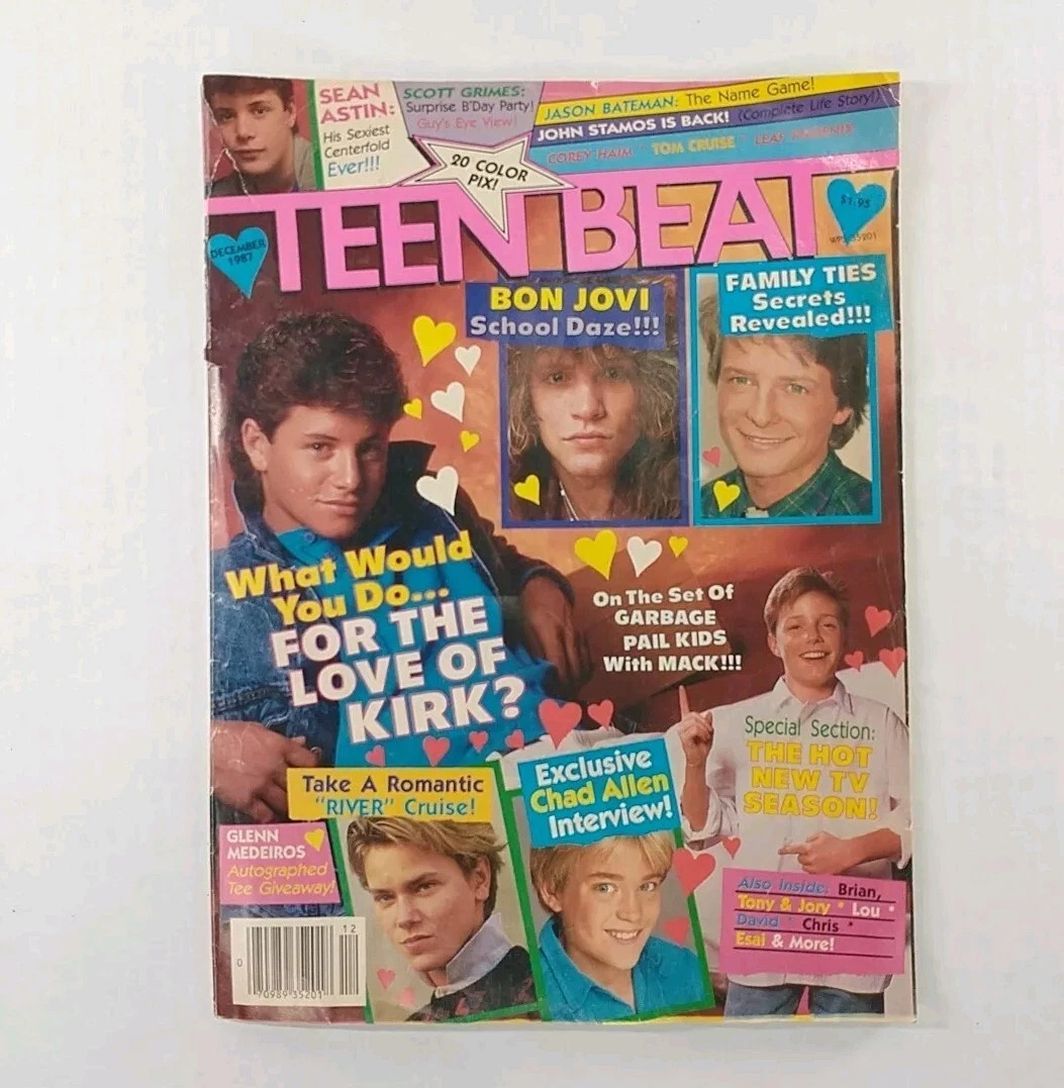 TEEN BEAT magazine side cover  December 1987