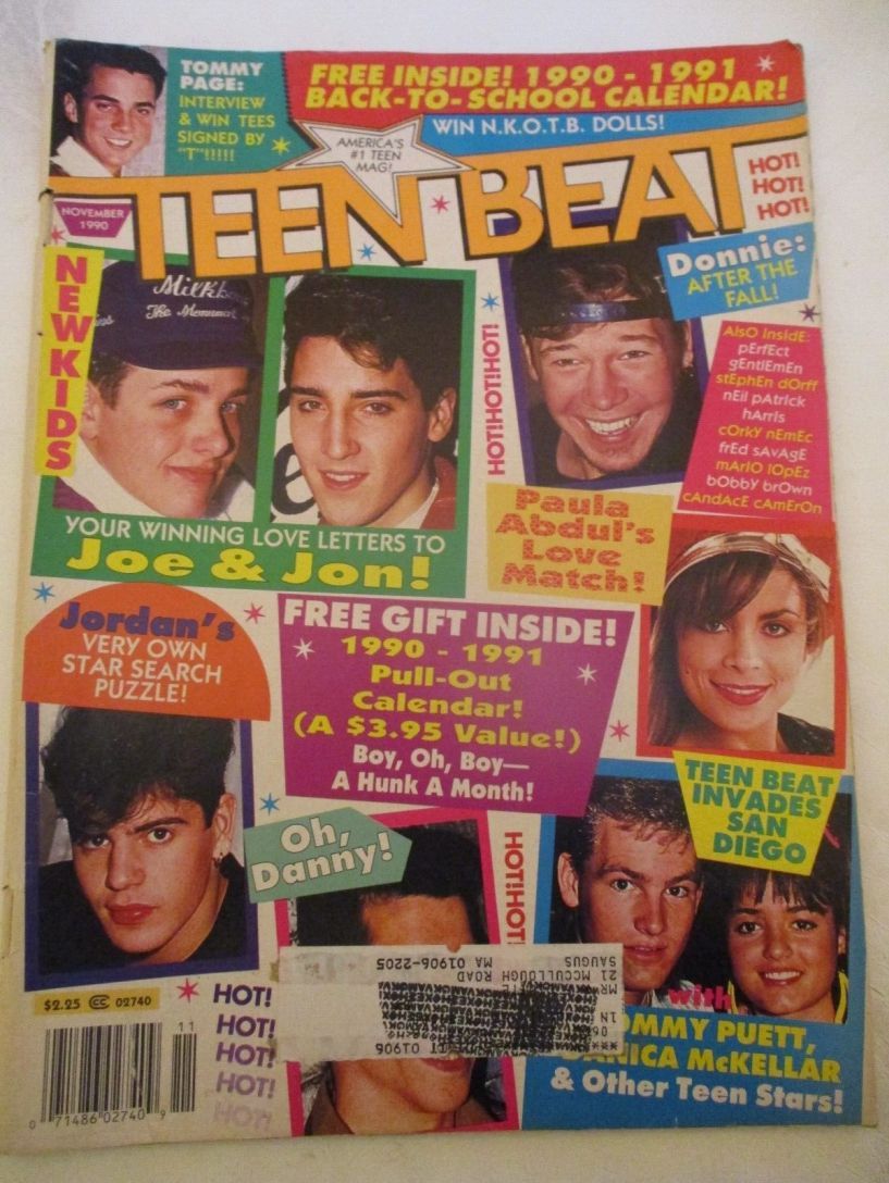 TEEN BEAT magazine side cover  November 1990