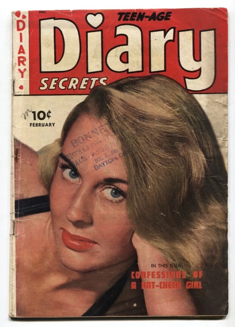 TEEN AGE DIARY SECRETS magazine side cover  February 1950