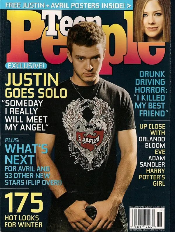 TEEN PEOPLE magazine side cover  December 2002/ January 2003 