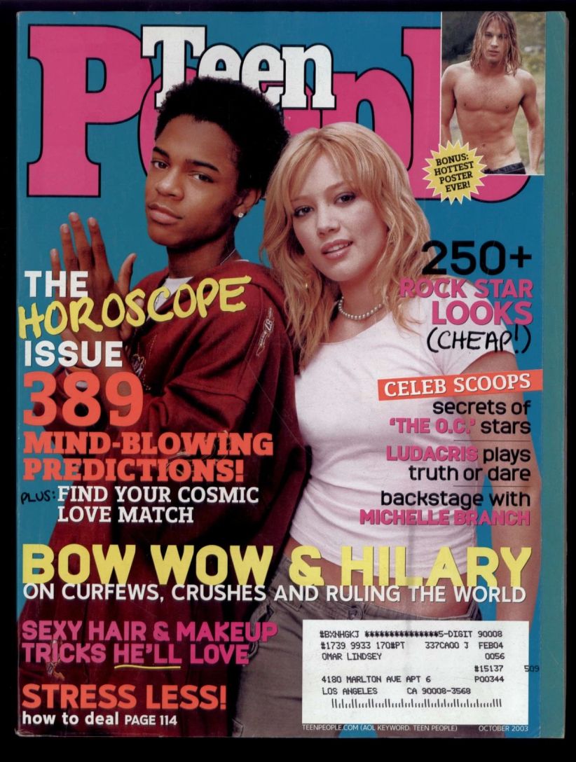 TEEN PEOPLE magazine side cover  October 2003